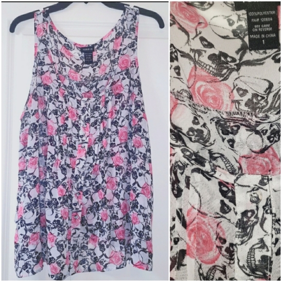 Torrid Skulls and Roses Tank With Tulip back Cami top - Picture 1 of 4